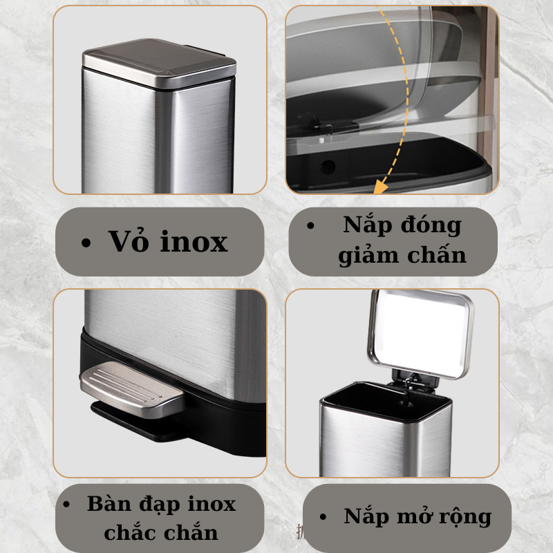 Thùng rác inox hàng thanh lý đủ size 5 lít, 6 lít, 8 lít, 10 lít, 12 lít, 15 lít , 18 lít 20 lít Giá rẻ