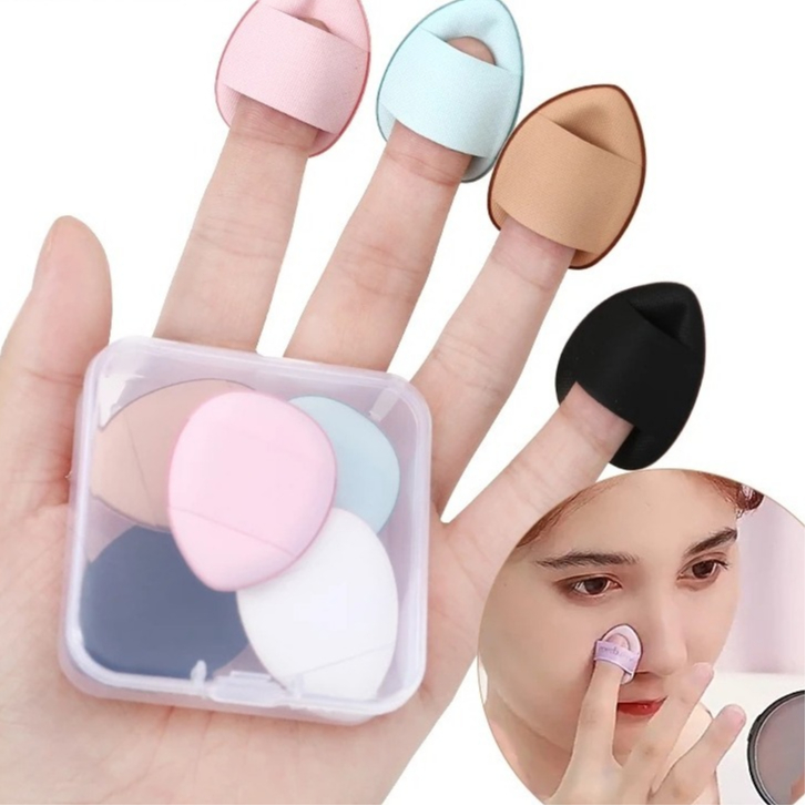 Hộp set 5 Mút Tán Kem Nền Che Khuyết Điểm, trang điểm Mắt Bằng Ngón Tay Mini siêu xinh và tiện lợi