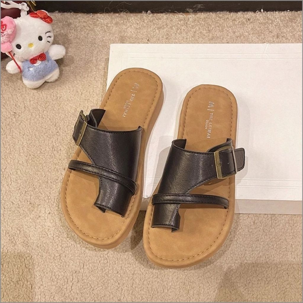 Dép Lê Nữ, Dép Lê Xỏ Ngón Quai Ngang Nhẹ Êm Thoải Mái Màu Đen N24 || AnshoesDynasty