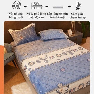 Ga giường nhung sữa 1m6 1m8 Mềm mịn như lụa Có thể sử dụng quanh năm Độ dày nệm phù hợp 5–28 cm