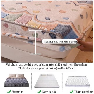 Ga giường nhung sữa 1m6 1m8 Mềm mịn như lụa Có thể sử dụng quanh năm Độ dày nệm phù hợp 5–28 cm