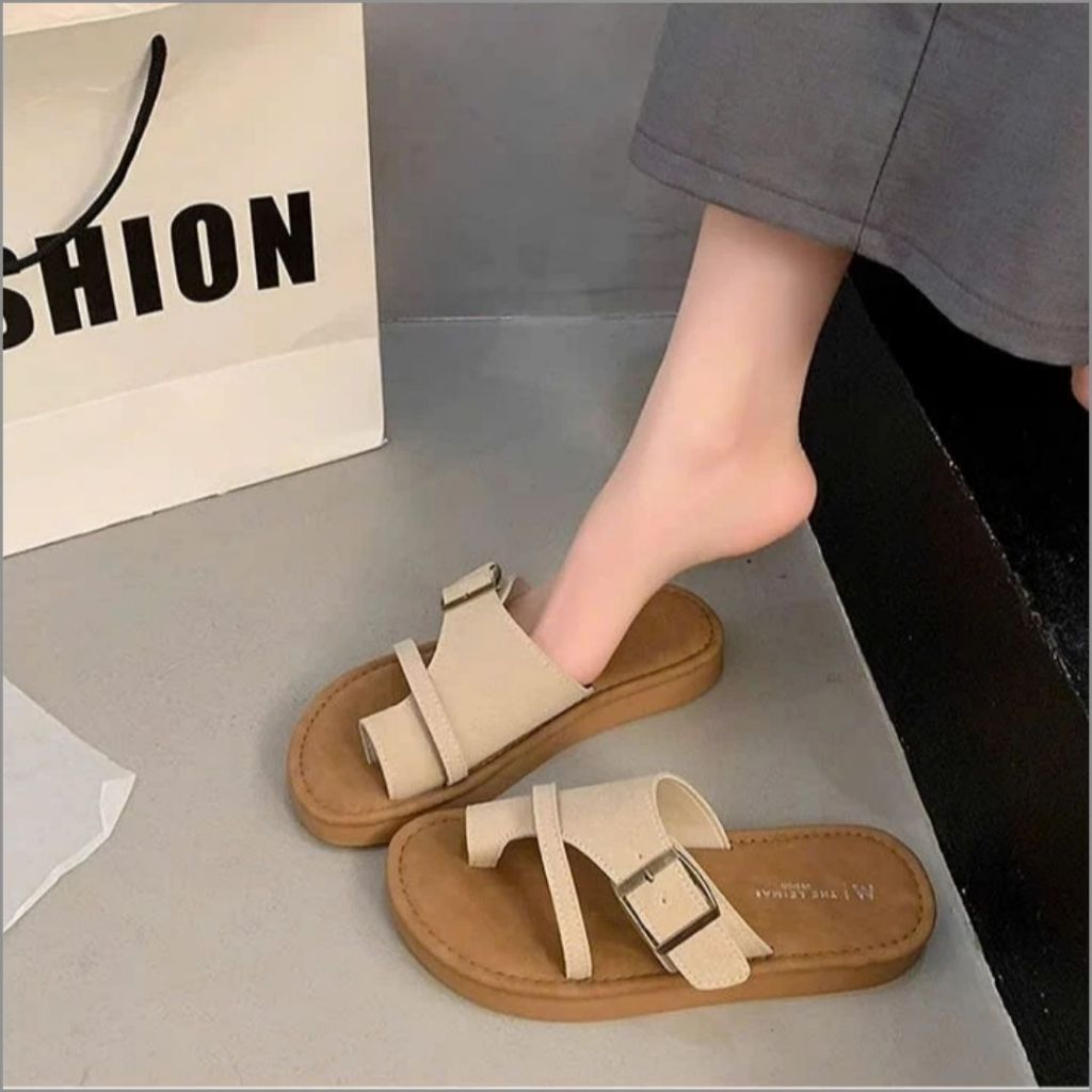 Dép Lê Nữ, Dép Lê Xỏ Ngón Quai Ngang Nhẹ Êm Màu Kem N24 || AnshoesDynasty