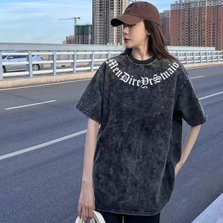 Áo thun Loang Chữ cổ Mendi unisex Local brand - Áo phông Cổ tròn wash đen Ullzang tay lỡ nam nữ Cotton. Menswear