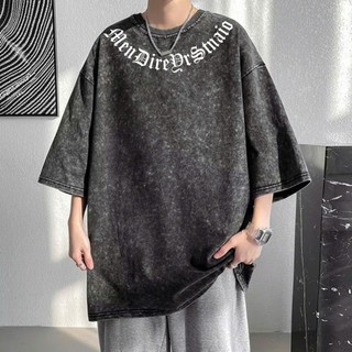 Áo thun Loang Chữ cổ Mendi unisex Local brand - Áo phông Cổ tròn wash đen Ullzang tay lỡ nam nữ Cotton. Menswear