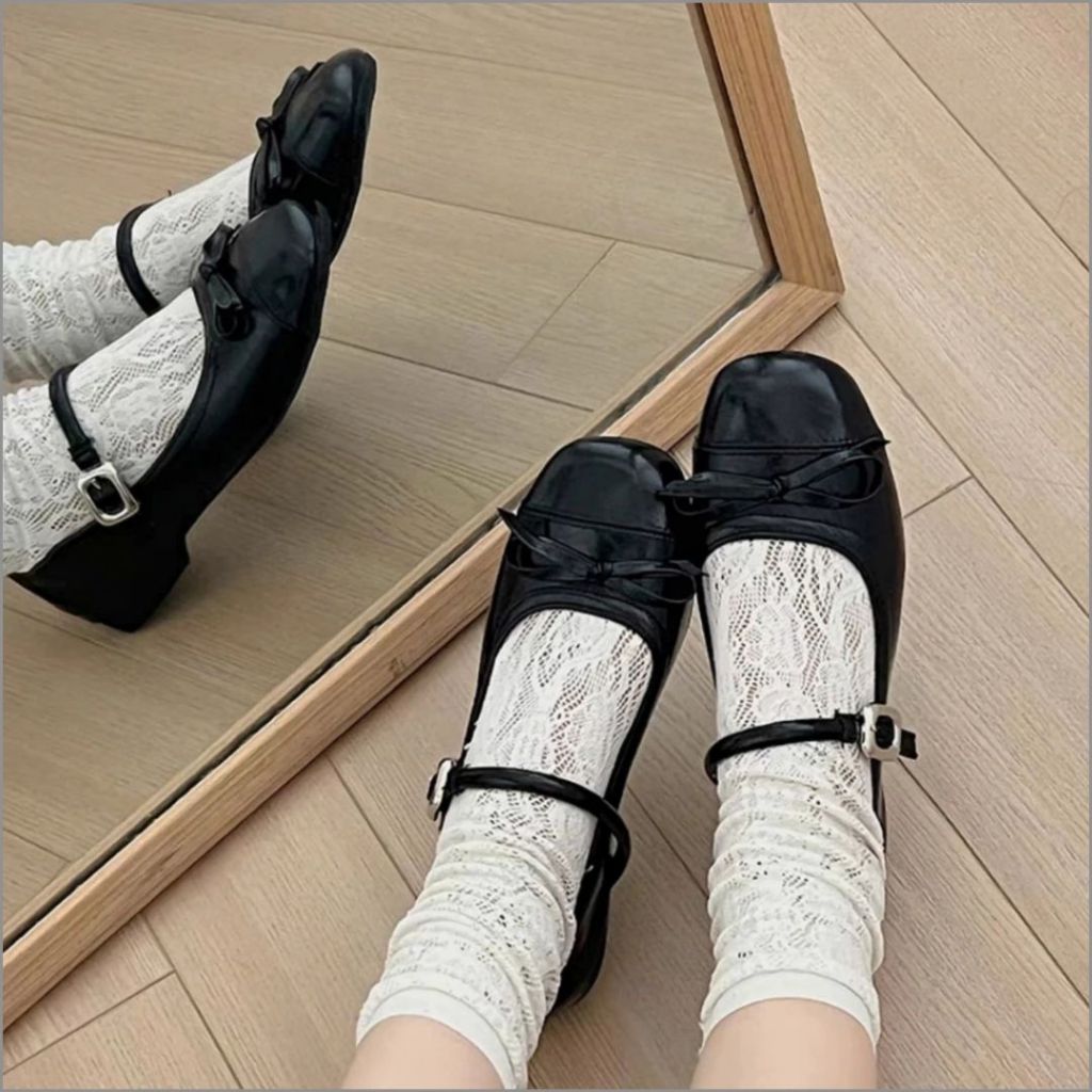 Giày Búp Bê Nữ, Giày Nữ Búp Bê Lolita Quai Tròn Siêu Dễ Thương Nhẹ Êm Màu Đen N31 || AnshoesDynasty