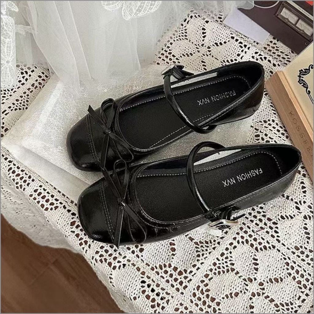 Giày Búp Bê Nữ, Giày Nữ Búp Bê Lolita Quai Tròn Siêu Dễ Thương Nhẹ Êm Màu Đen N31 || AnshoesDynasty