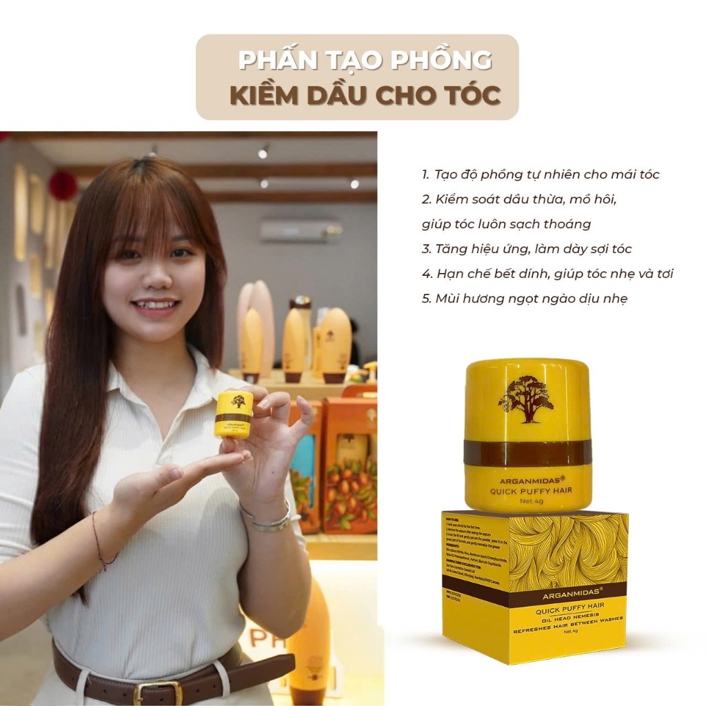 Phấn Kiềm Dầu Tóc Arganmidas 4g, Phấn Tóc Tạo Phồng, Dầu Gội Khô Chống Bết Tóc, Tóc Bông Tơi Sau 5s | BigBuy360 - bigbuy360.vn