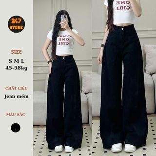 Quần Jean Denim Suông Ống Rộng Màu Đen Basic 247store Dễ Mặc, Dễ Mix Ống 33cm