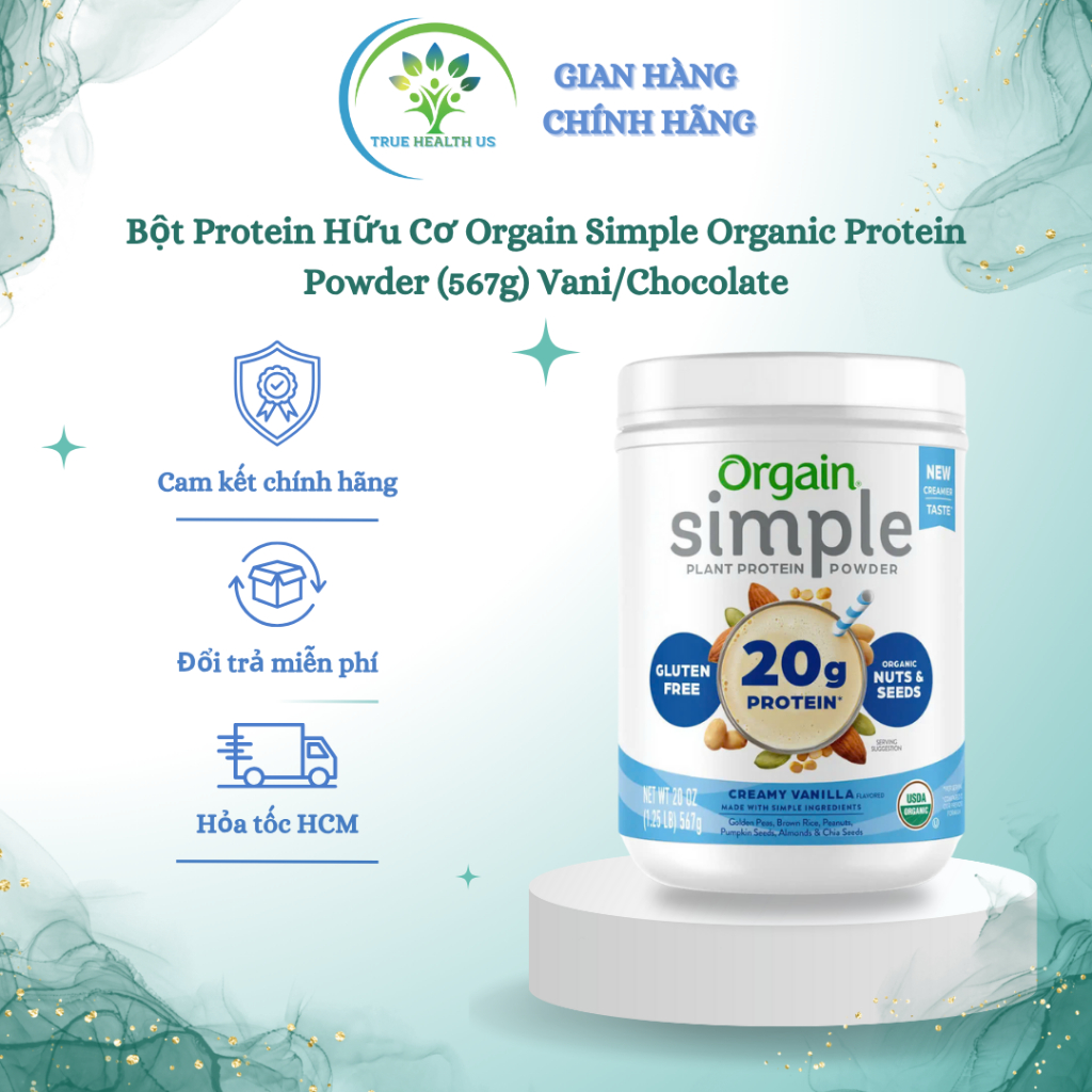 Bột Protein Hữu Cơ Orgain Simple Organic Protein Powder (567g) Vani ...
