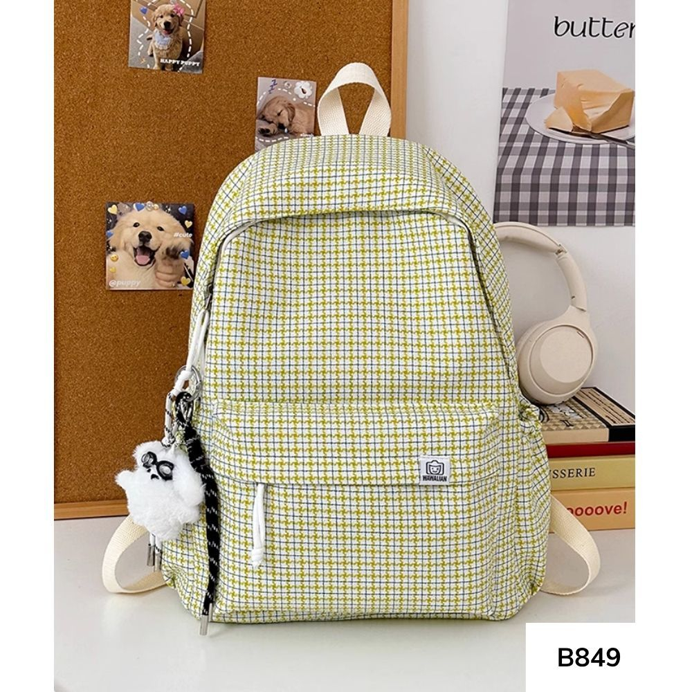 Balo đi học caro nữ cho học sinh , sinh viên mang đi học , đi chơi style Hàn Quốc B849 gagastore