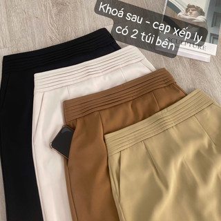 Chân váy bút chì cạp xếp ly