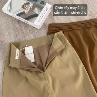 Chân váy bút chì cạp xếp ly