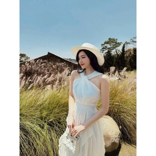 Đầm thời trang nữ đi biển chất Voan cao cấp cổ yếm không tay váy dài maxi dáng xòe xinh xắn nhẹ nhàng