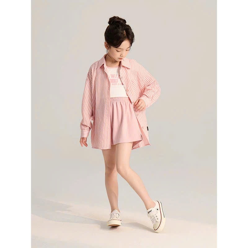 Sét sơ mi bé gái quần short bé gái 3 chi tiết, sétđôi mẹ và bé gái,bộ sơ mi phong cách Hàn Quốc bé gái size đại đi biển