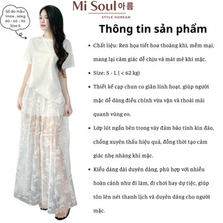 Chân Váy Ren Hoa Nữ Dáng Dài Maxi MiSoul Cạp Chun Có Lớp Lót Trong Mềm Mại BigSize, Váy Họa Tiết Ren 437