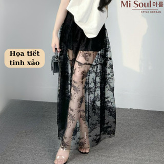 Chân Váy Ren Hoa Nữ Dáng Dài Maxi MiSoul Cạp Chun Có Lớp Lót Trong Mềm Mại BigSize, Váy Họa Tiết Ren 437