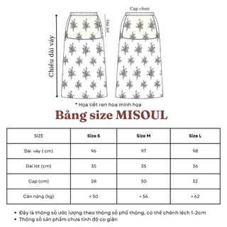 Chân Váy Ren Hoa Nữ Dáng Dài Maxi MiSoul Cạp Chun Có Lớp Lót Trong Mềm Mại BigSize, Váy Họa Tiết Ren 437