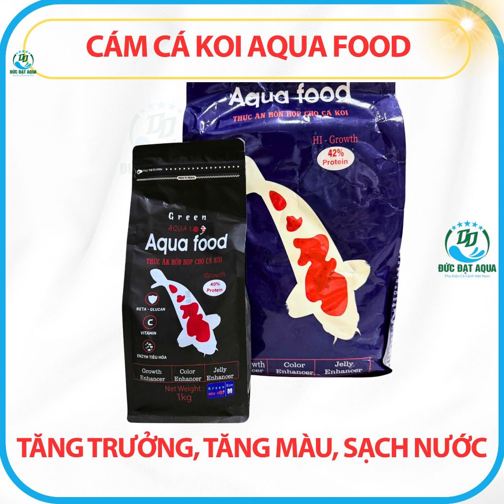 Cám cá Koi Aqua Food tăng trưởng, tăng màu, không làm đục nước 40% -42% đạm 1kg - 5 KG