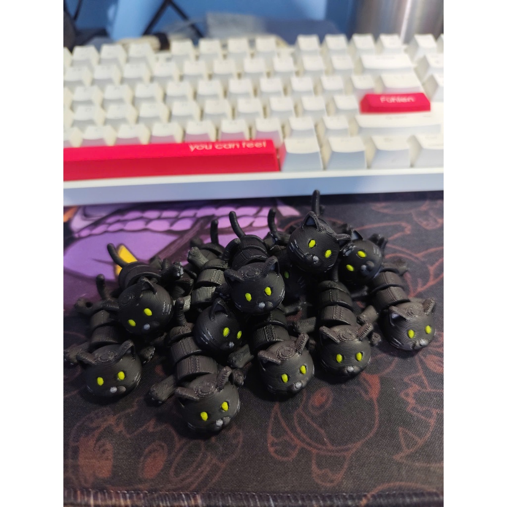 Đồ Chơi Móc Khóa in 3D Mèo Đen Mini Dễ Thương