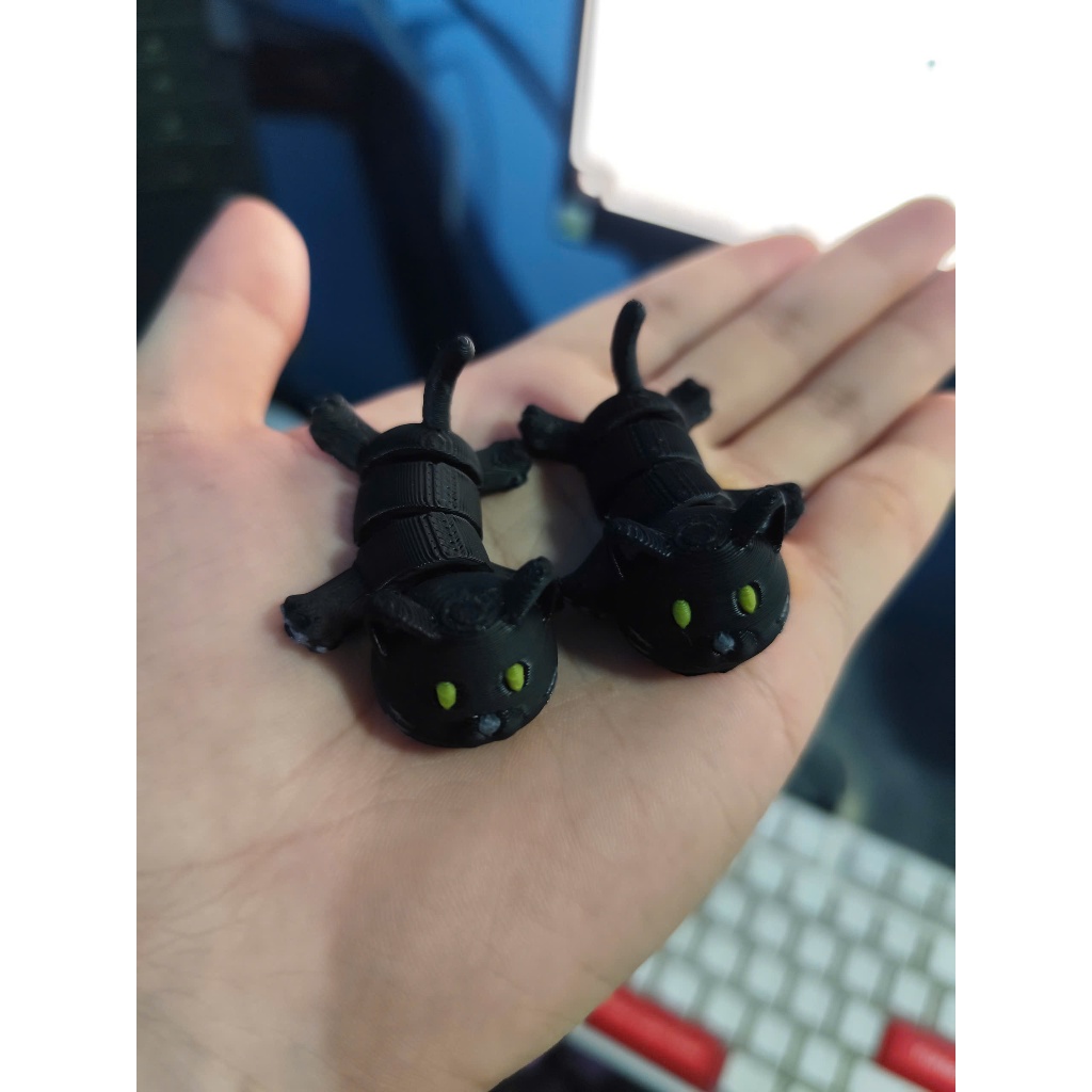 Đồ Chơi Móc Khóa in 3D Mèo Đen Mini Dễ Thương