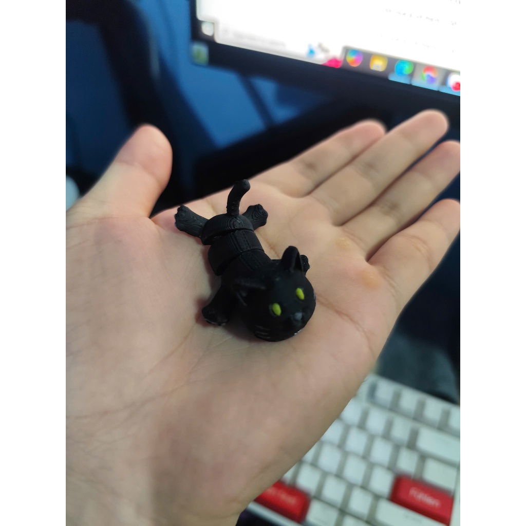 Đồ Chơi Móc Khóa in 3D Mèo Đen Mini Dễ Thương