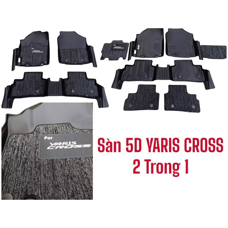 Thảm lót sàn nhựa TPE 5D tràn viền xe Yaris cross 2023-2025 hàng cao cấp
