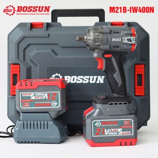 Máy siết bulong pin BOSSUN IW400N Màu XÁM, Lực siết: 400Nm, 2 PIN 15CELL, Đầu Bulong 2 in 1