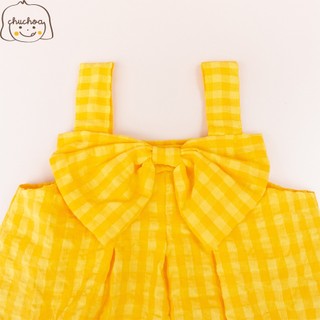 Váy bé gái, đầm bé gái 2 dây kẻ Caro có nơ dễ thương dáng suông thoáng mát ChuChoaKids [VBC1]