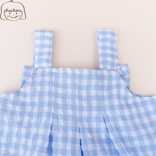 Váy bé gái, đầm bé gái 2 dây kẻ Caro có nơ dễ thương dáng suông thoáng mát ChuChoaKids [VBC1]