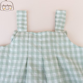 Váy bé gái, đầm bé gái 2 dây kẻ Caro có nơ dễ thương dáng suông thoáng mát ChuChoaKids [VBC1]