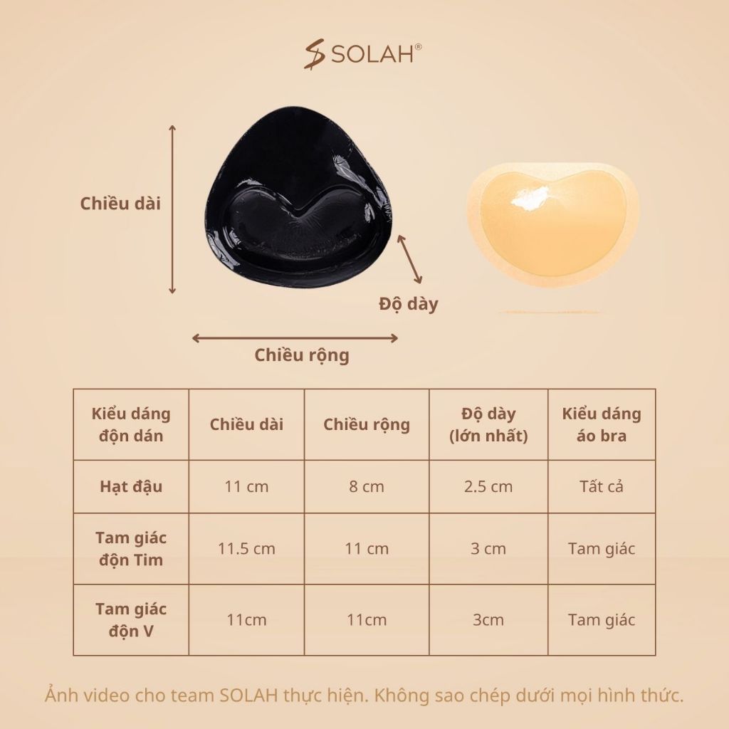 Miếng Dán Độn Ngực Có Gel 2 Mặt SOLAH Bikini Tam Giác Hạt Đậu Áo Váy Đi Tiệc Chơi Hở Lưng PK04