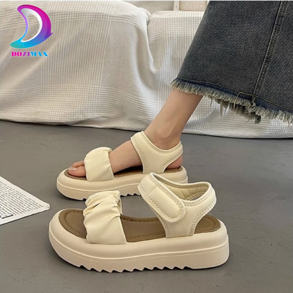 Sandal nữ bèo nhún quai dán kiểu dáng Basic quai da mềm dễ làm sạch đế ...
