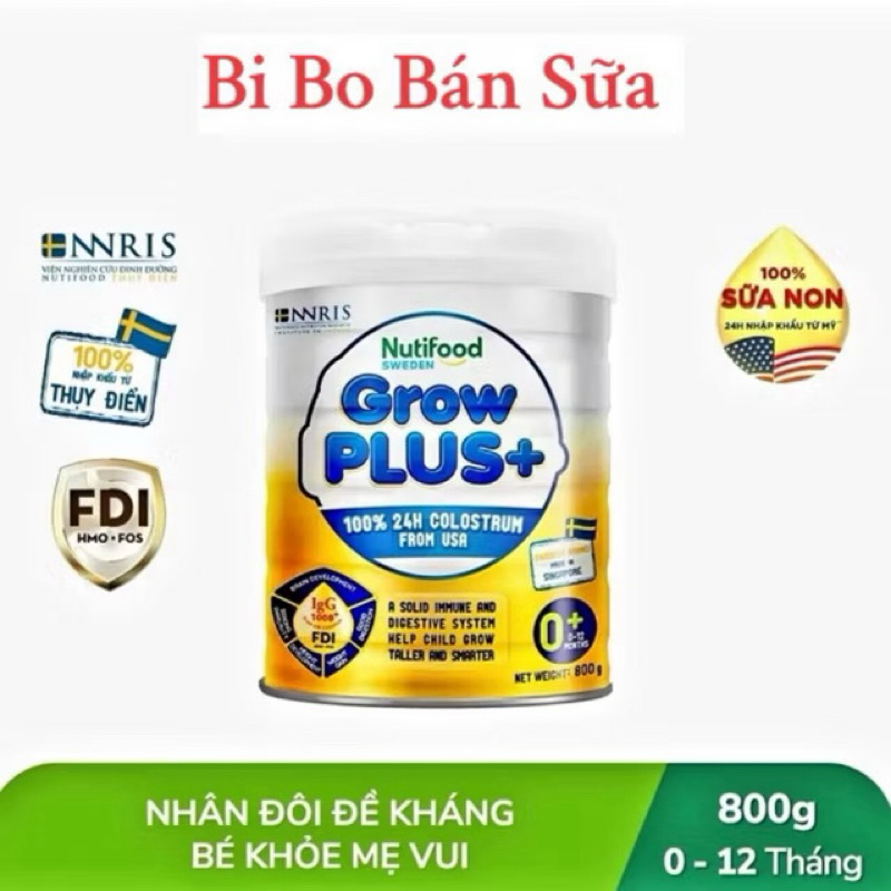 [ĐỦ SỐ] Sữa Bột Nutifood GrowPLUS+ Số 0+/ 1+/ 2+ Lon 800g [Sữa Non Vàng]