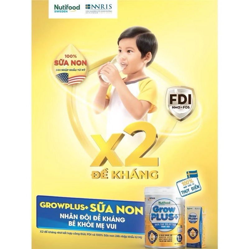 [ĐỦ SỐ] Sữa Bột Nutifood GrowPLUS+ Số 0+/ 1+/ 2+ Lon 800g [Sữa Non Vàng]