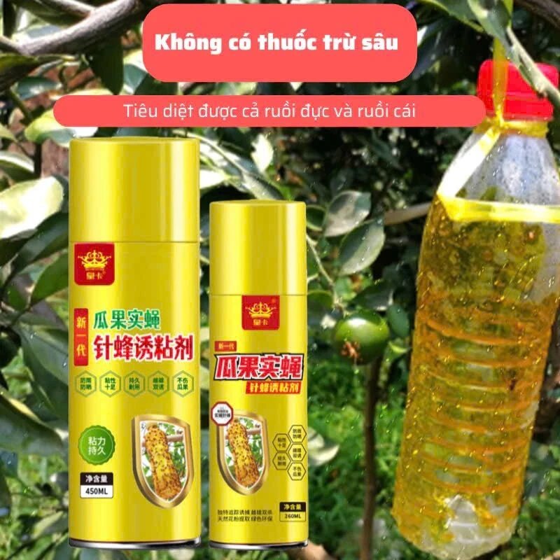 Chai Keo Xịt Bẫy Ruồi Vàng, Bẫy Ruồi Đực-Ruồi Cái, Bám Chắc Lâu Ngày, Thu Hút Côn Trùng Bám Dính.