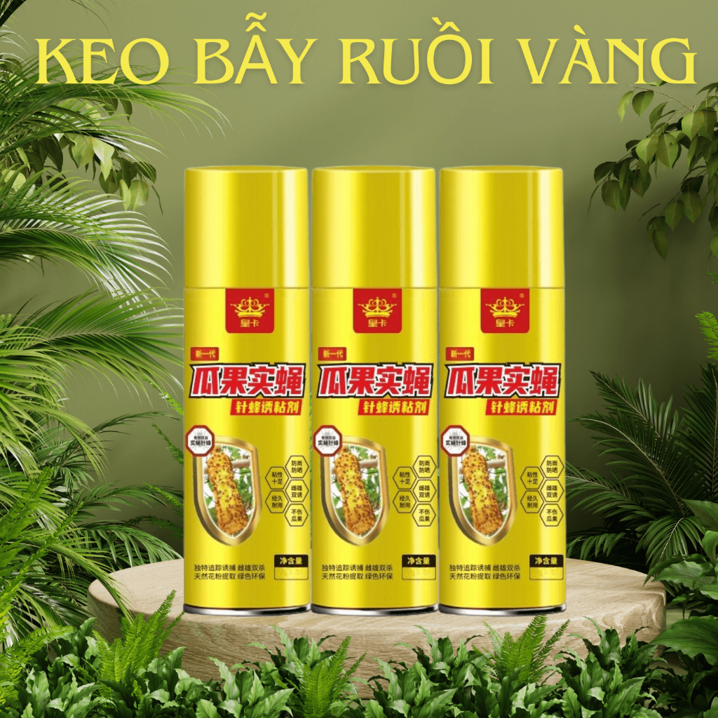 Chai Keo Xịt Bẫy Ruồi Vàng, Bẫy Ruồi Đực-Ruồi Cái, Bám Chắc Lâu Ngày, Thu Hút Côn Trùng Bám Dính.