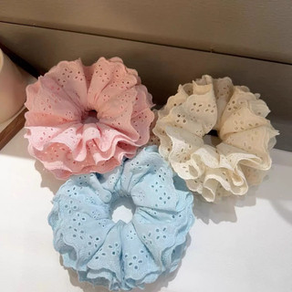 Dây buộc tóc scrunchies ren thô mềm 4 lớp cao cấp, dây ren búi phồng to đẹp, xinh xắn ngọt ngào
