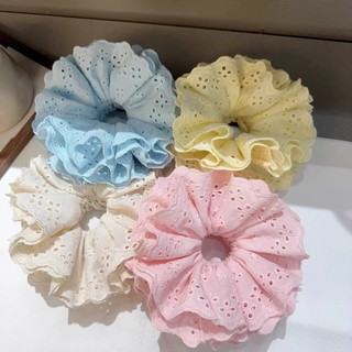 Dây buộc tóc scrunchies ren thô mềm 4 lớp cao cấp, dây ren búi phồng to đẹp, xinh xắn ngọt ngào
