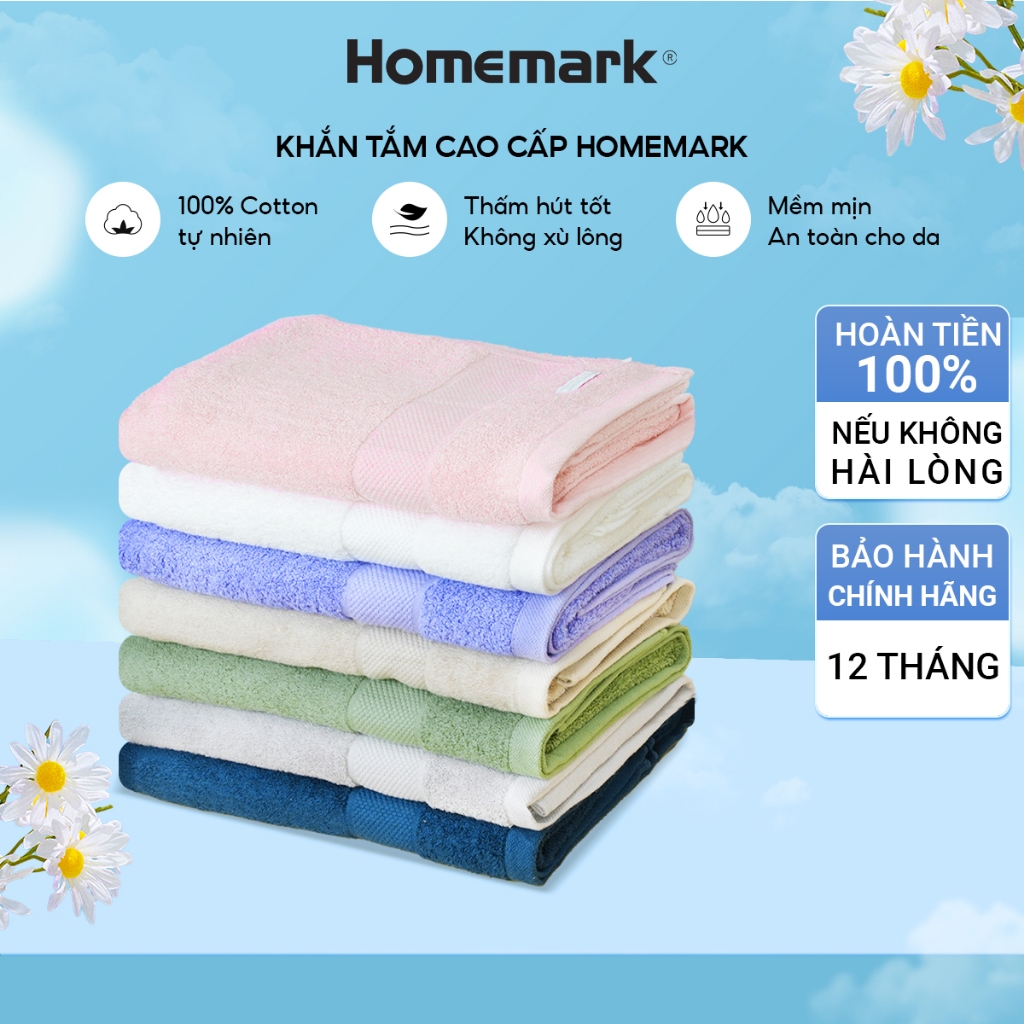 Khăn Tắm Cotton Cao Cấp Homemark - Dày Mềm, Thấm Hút - Size 70x140 ...