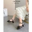 Dép Quai Sandal Sục Rọ Có Hậu Nơ Min Đế Vuông 3p 5p Da Bóng Cao Cấp - Cin Shoes
