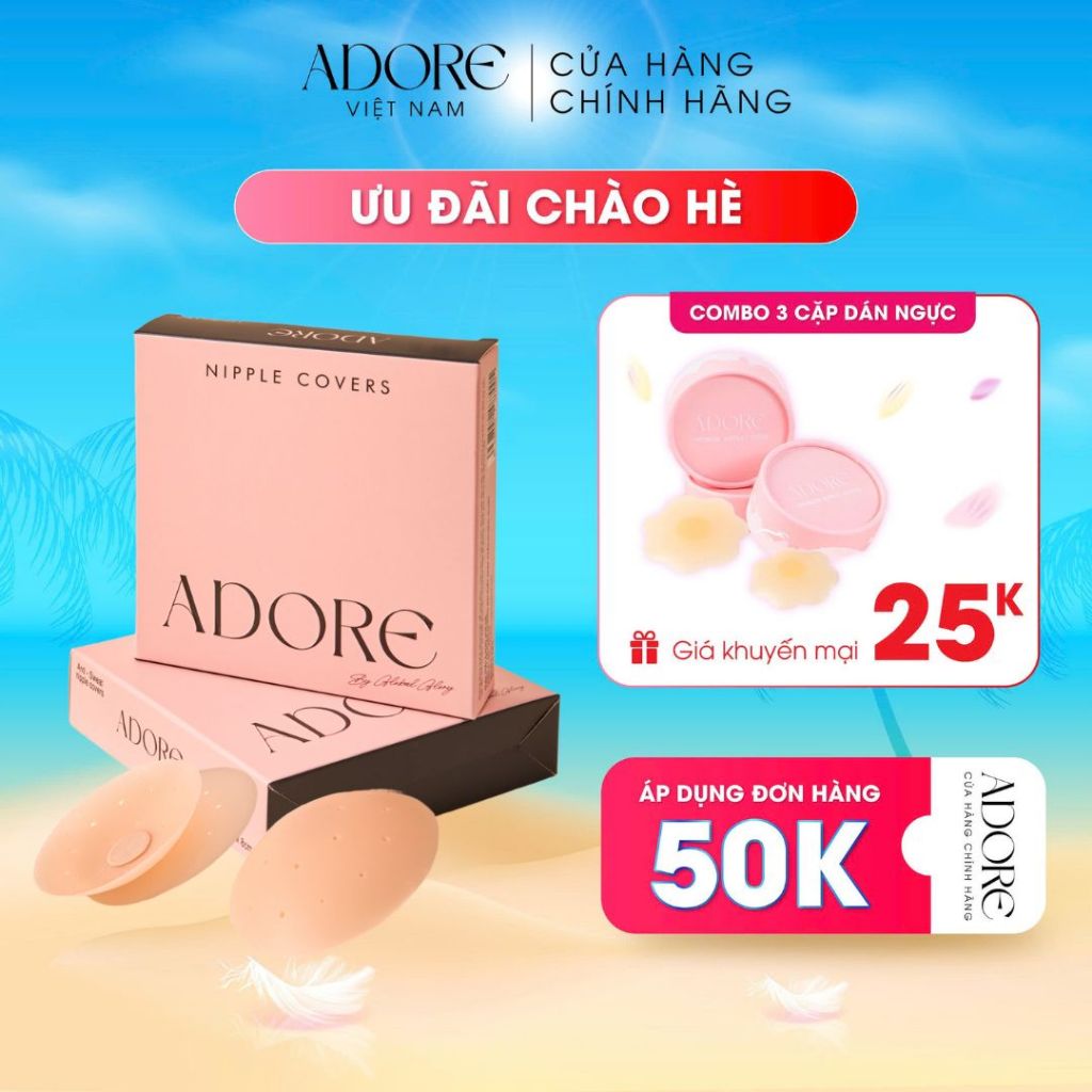 [1 Cặp] Miếng dán ngực silicon nhiệt tự thân không keo, dán ti siêu dính bảo vệ nhũ hoa Adore Việt Nam
