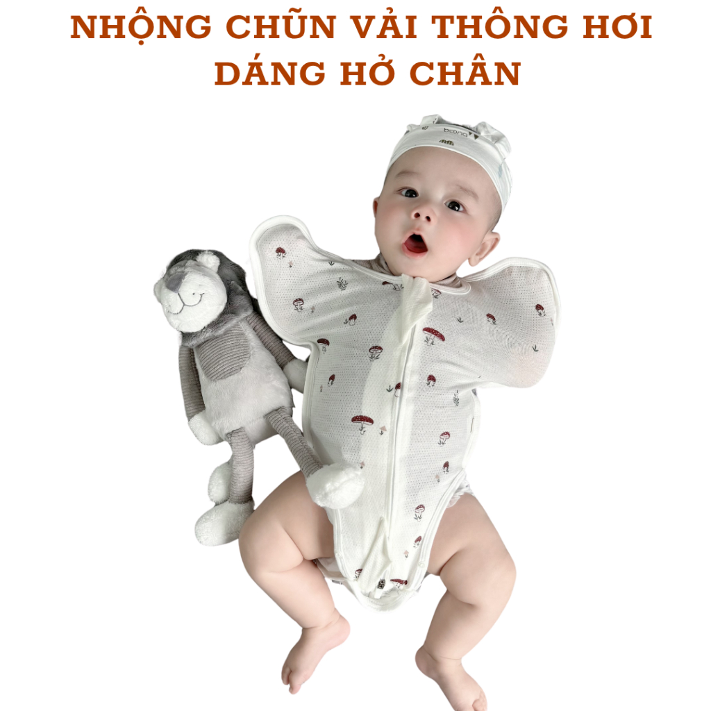 Nhộng Chũn Hở Chân Cho Bé Unbee Vải Tơ Tằm Mềm Mát Từ 3-9KG
