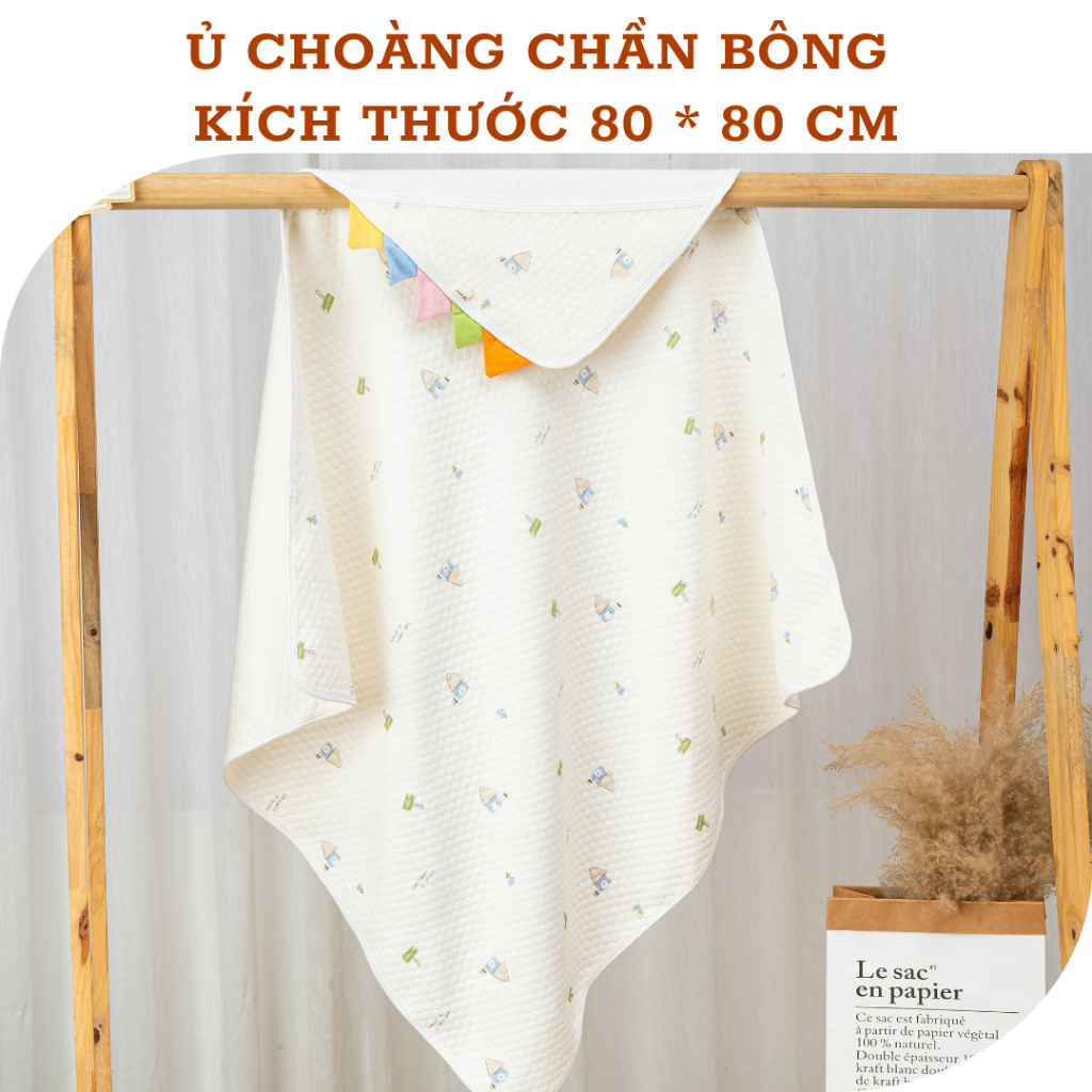 Ủ Choàng Chần Bông Mùa Đông Cho Bé Kích Thước 80 x 80 cm