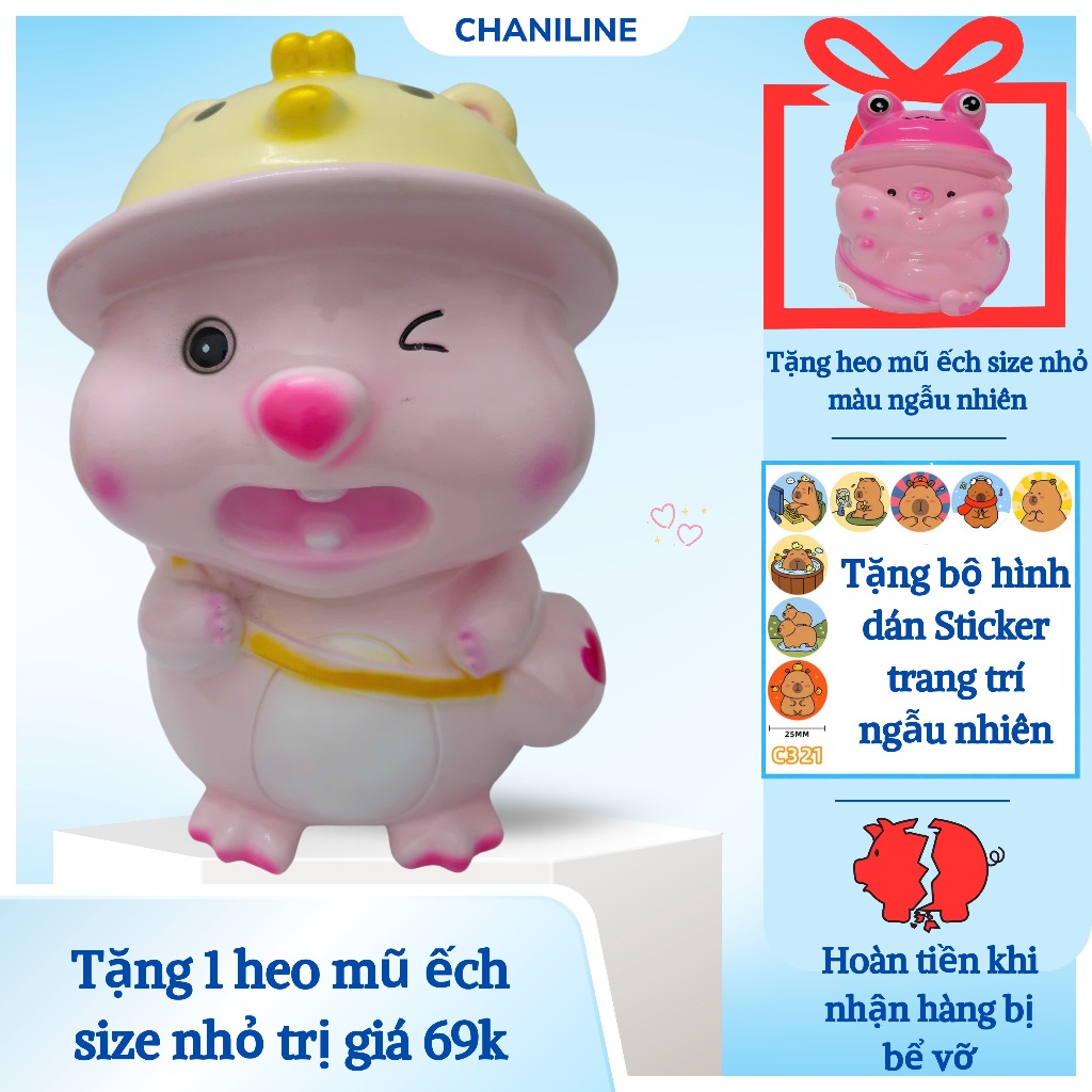 Heo Đất Lợn Đất Heo Loopy đội mũ SIZE TO đáng yêu Ống heo tiết kiệm tiền,trang trí,quà tặng CHANILINE