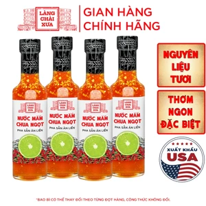 COMBO 4 CHAI NƯỚC MẮM CHUA NGỌT pha sẵn cao cấp Làng Chài Xưa, nguyên liệu tươi, thơm ngon đặc biệt