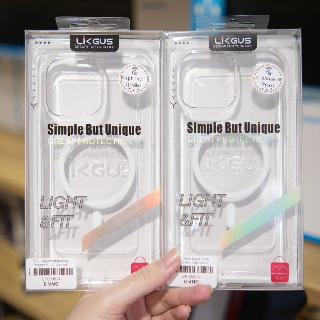 Ốp Likgus trong suốt siêu mỏng 0.3mm Magnetic – Không ố vàng – Dành cho iPhone 11 đến 17Promax