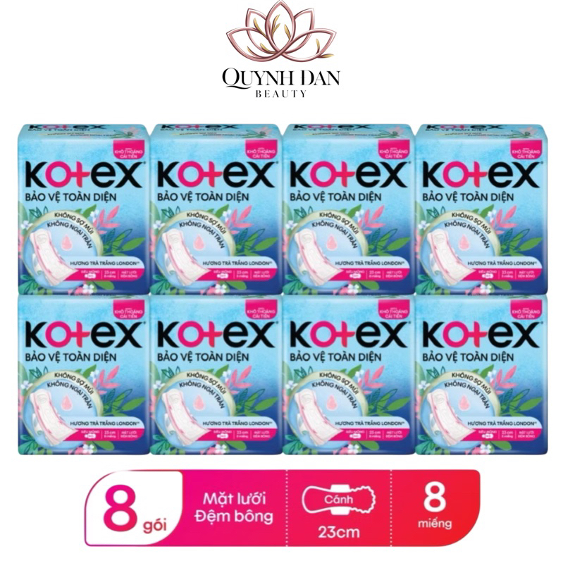 Băng Vệ Sinh Khô Thoáng Siêu Mỏng Cánh Kotex 8 Miếng Combo Bịch 4 Gói