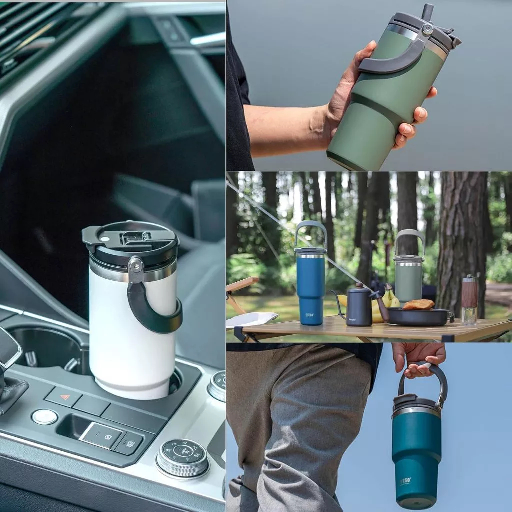Ly giữ nhiệt khắc tên TYESO ROAM 600ml, bằng thép không gỉ, kèm ống hút và quai xách | TS-8826