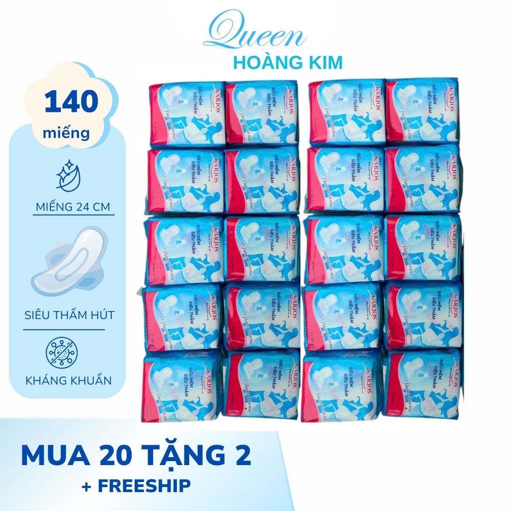 [ SIÊU TIỆN LỢI ] Combo 20 Gói Băng Vệ Sinh Caryo Cao Cấp Siêu Thấm Hút Siêu Tiện Lợi Gói 7 Miếng Kích Thước 23 Cm
