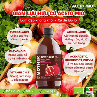 Giấm Lựu Hữu Cơ Milano/ Aceto Mio có giấm cái Organic Pomegranate Vinegar with the Mother 500ml